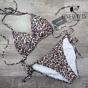 Suvimuga Adjustable Triangle Tie Side Bikini Swimsuit Size L